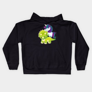 Unicorn Riding Triceratops Dinosaur Squad Girls Kids Hoodie